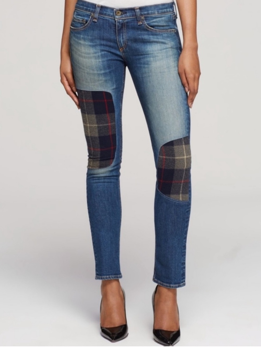 Rag & Bone, The Dre Plaid Patch Jeans, Size 26